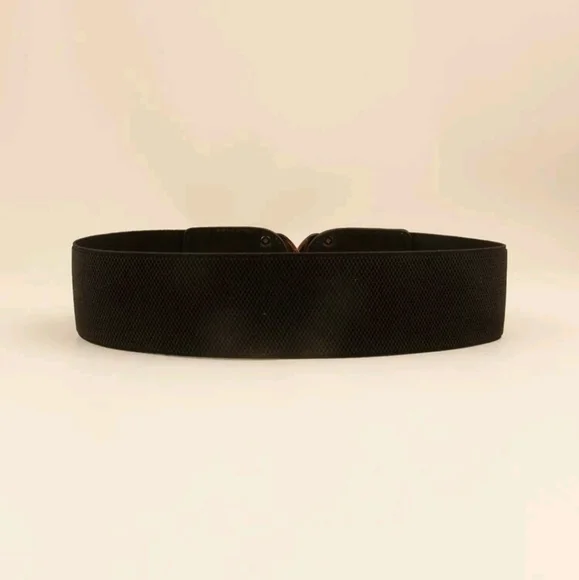 Womens plus size Black elastic gold buckle corset wide boho cinch waist belt - Picture 7 of 13